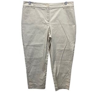 TALBOTS Women's Beige Perfect Crop Pants Cropped Button Detail Size 10P Stretch